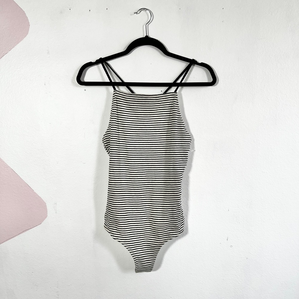 Whimsy‎ + Row Striped Bodysuit Casual Minimalist Classic Medium